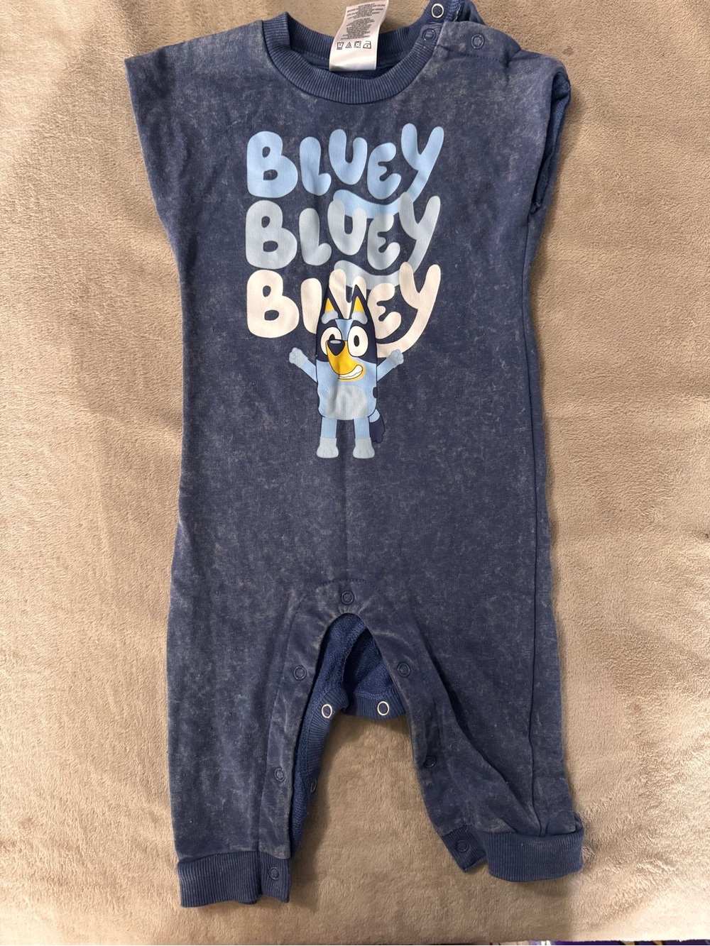 Blue Graphic Baby One-Piece Bodysuit with Character Print
